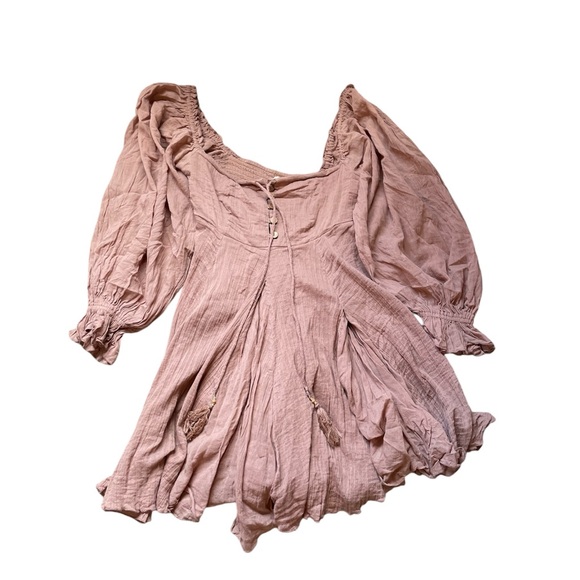 Free People Cocoa Brown How About You Ruffle Mini Dress - Picture 2 of 5